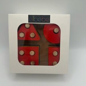 EL BEBE Primary Color Geometry Puzzle with Wooden Base, NIB